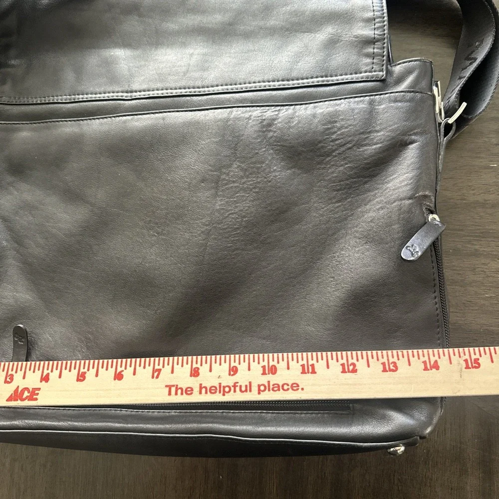 Mario Hernandez Laptop iPad Messenger Briefcase Crossbody Black Leather